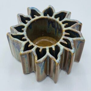 Bay Pottery Sun Candle Pot Drip Glaze Handcrafted In USA